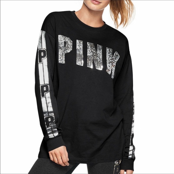 PINK Victoria's Secret Tops - vs pink long sleeve sequin campus tee